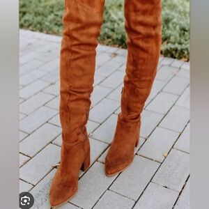 Steve Madden Chestnut Shari Chunky Heeled OTK Boots
